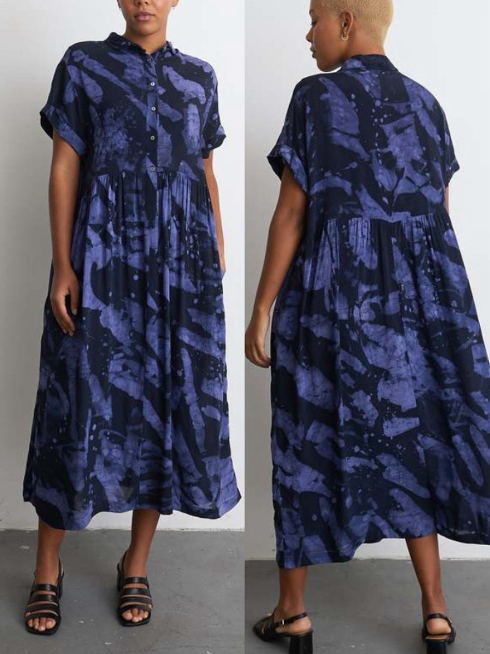 Osei-Duro Imperium Dress Rorschach 100% Cotton Hand Dyed Midi Dress Sz 3X 🧡🍄